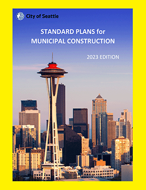 Front cover of the 2023 Standard Plans, with a photograph of downtown Seattle.