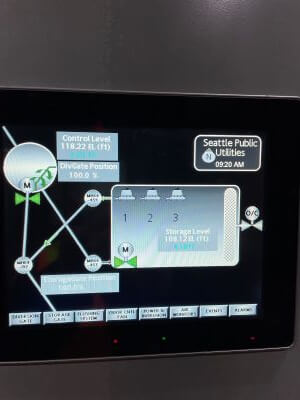 Photo of the control panel display that controls the wastewater levels.