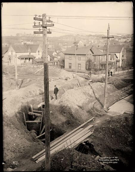 Historical photo of Cedar River pipeline