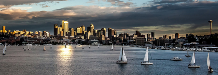 Sailboat races on South Lake Union