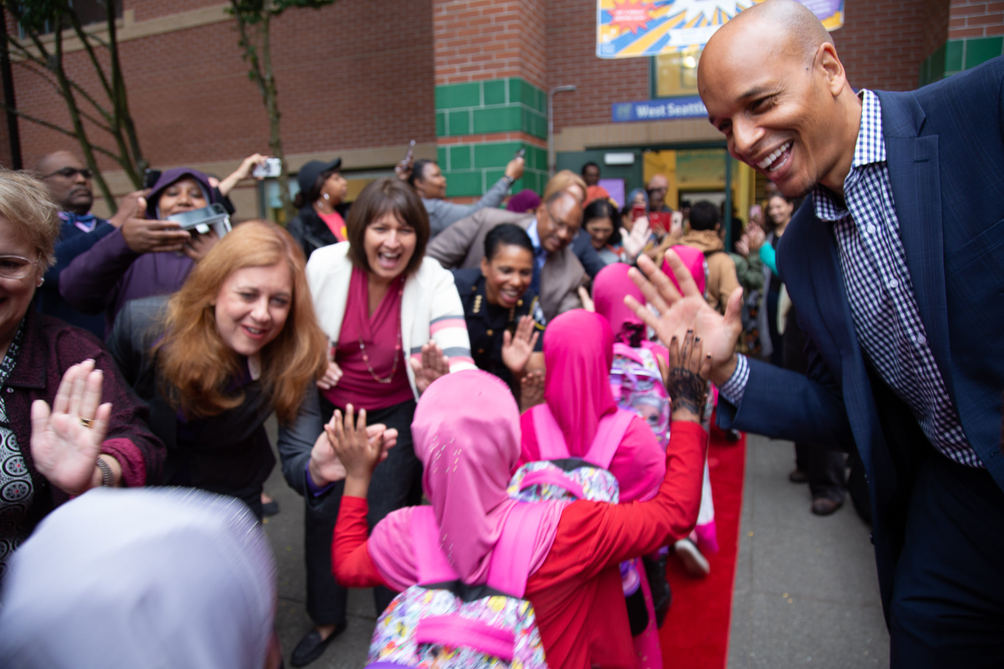 DEEL Director Dwane Chappelle greeting students DEEL Director Dwane Chappelle greeting students