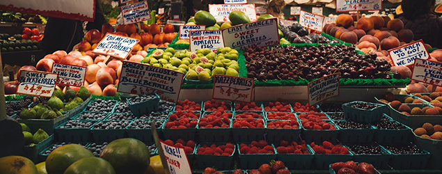 Photo of a fruit market in Seattle