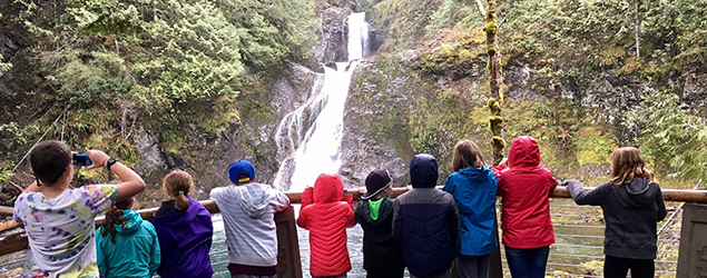 Photo of children at Cedar River waterfalls