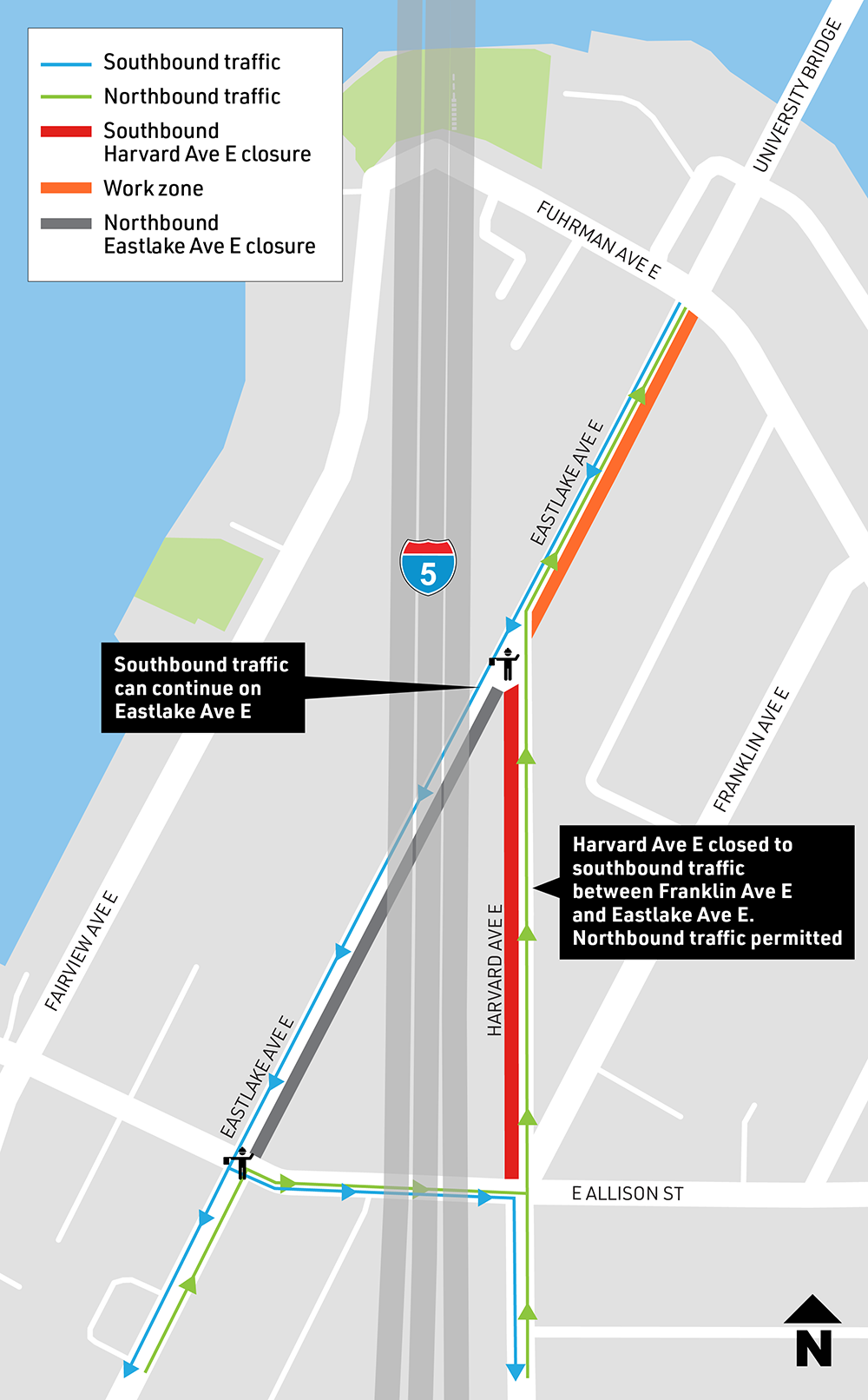 Map showing paving area on Eastlake Ave E between Fuhrman Ave E and Harvard Ave E