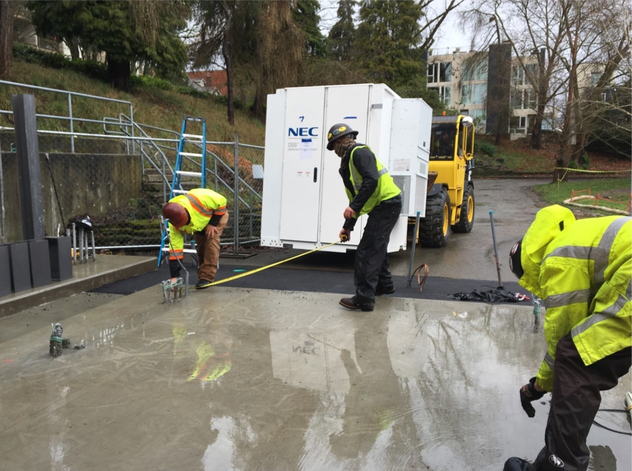 Battery energy storage system being installed at Miller Community Center