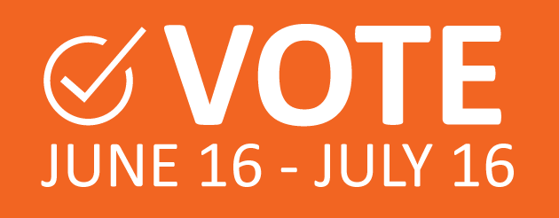 graphic image that says "VOTE June 16 - July 16"