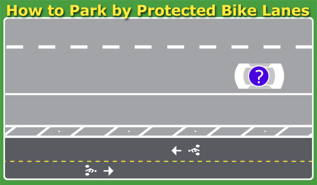 Cómo estacionarse en carriles para bicicletas protegidos y con amortiguadores