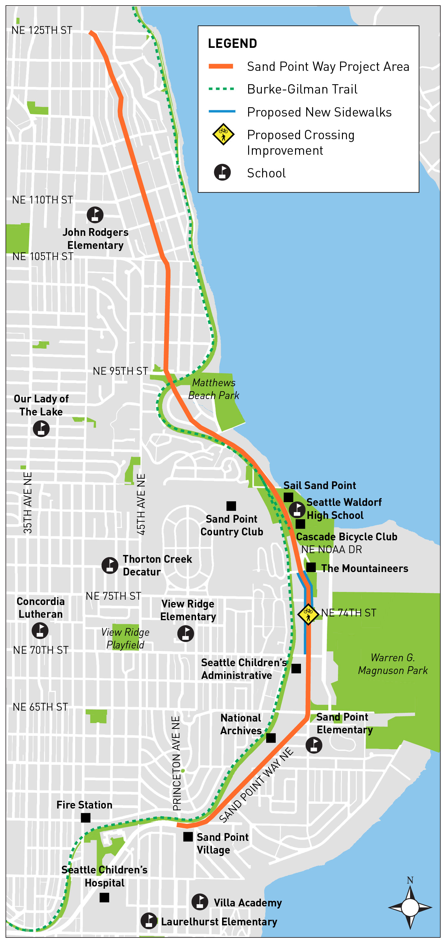Sand Point Way Corridor Project Area Map