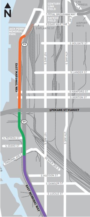 Map showing 3 segments of the project