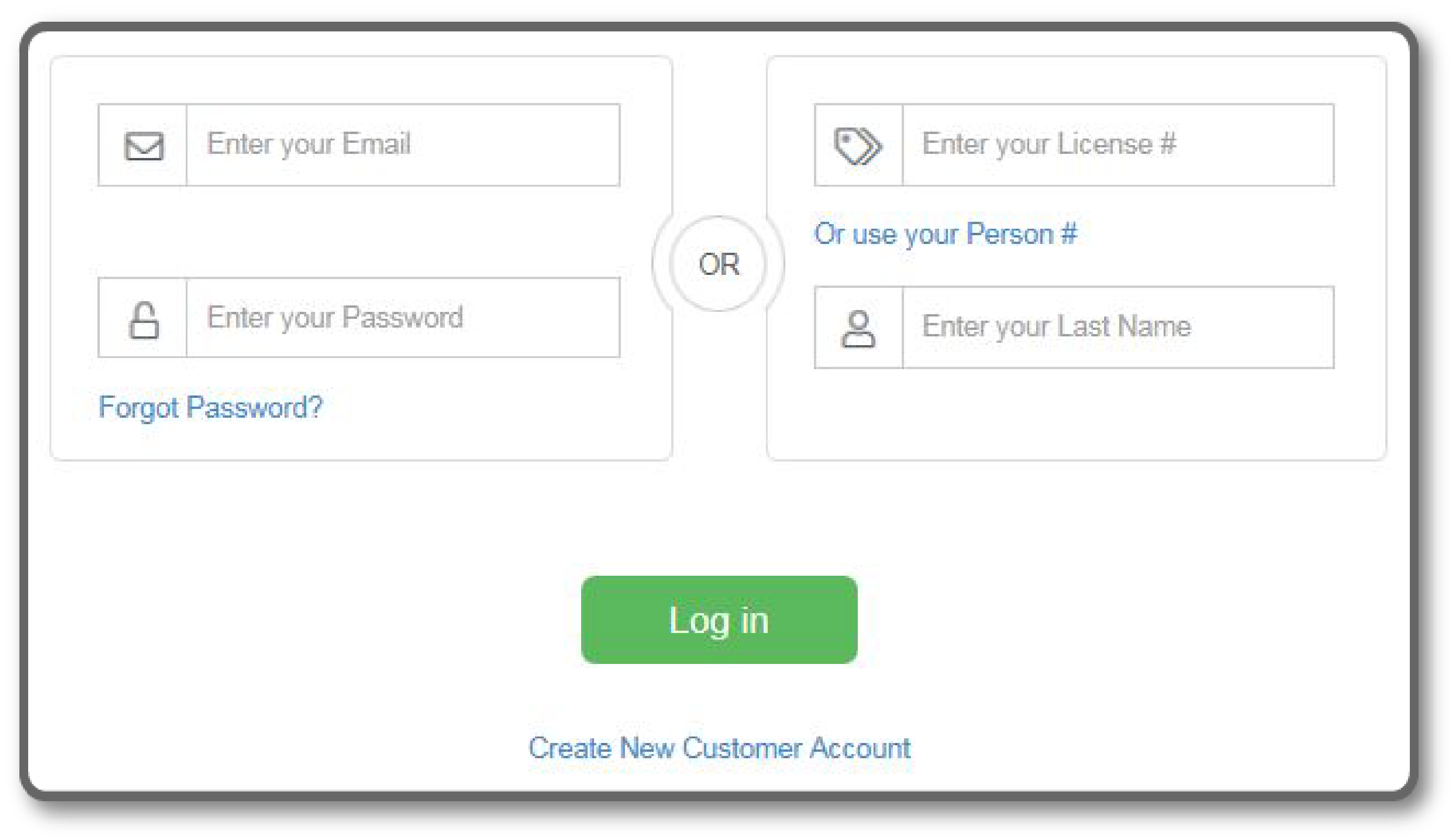 Screenshot of online licensing tool