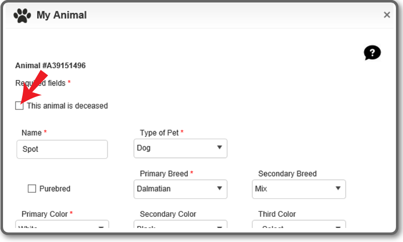 Screenshot of online licensing tool