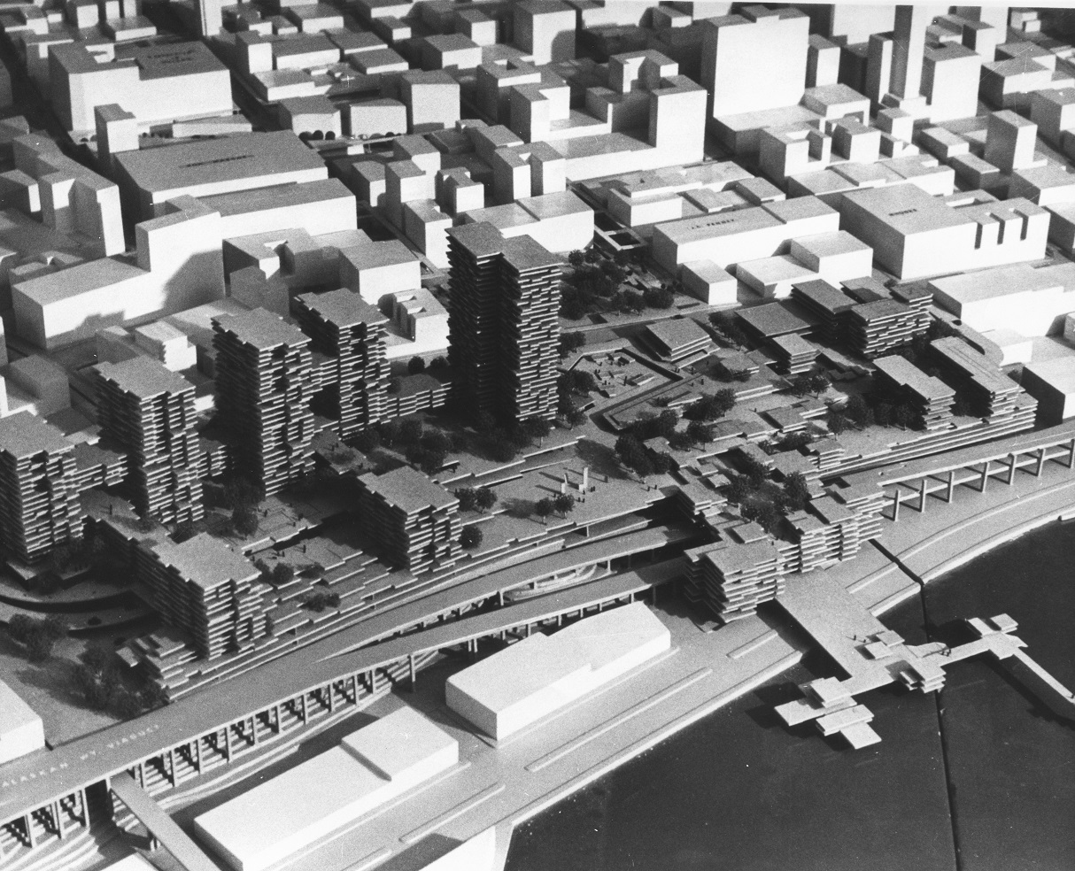 Architectural model of Pike Plaza Redevelopment Project, 1968
