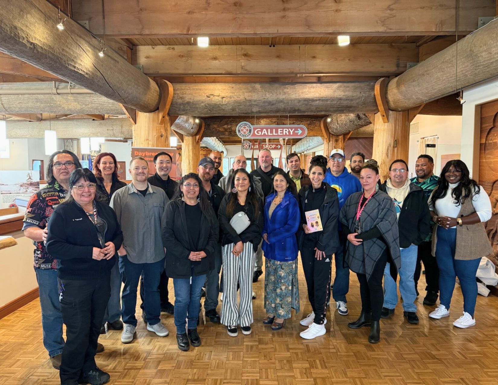 CPC's Executive Director Eci Ameh, Community Engagement Director Dorian Waller, Mario Teulilo, and Kieryn High with community members at the Indigenous Advisory Board hosted at Daybreak Star Indian Cultural Center
