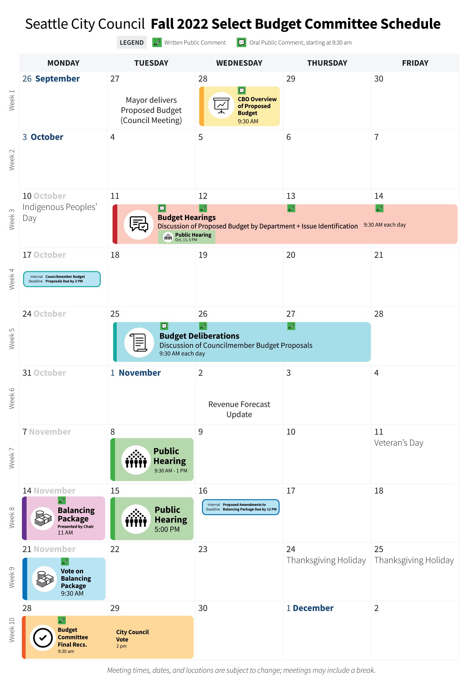 2022 budget calendar