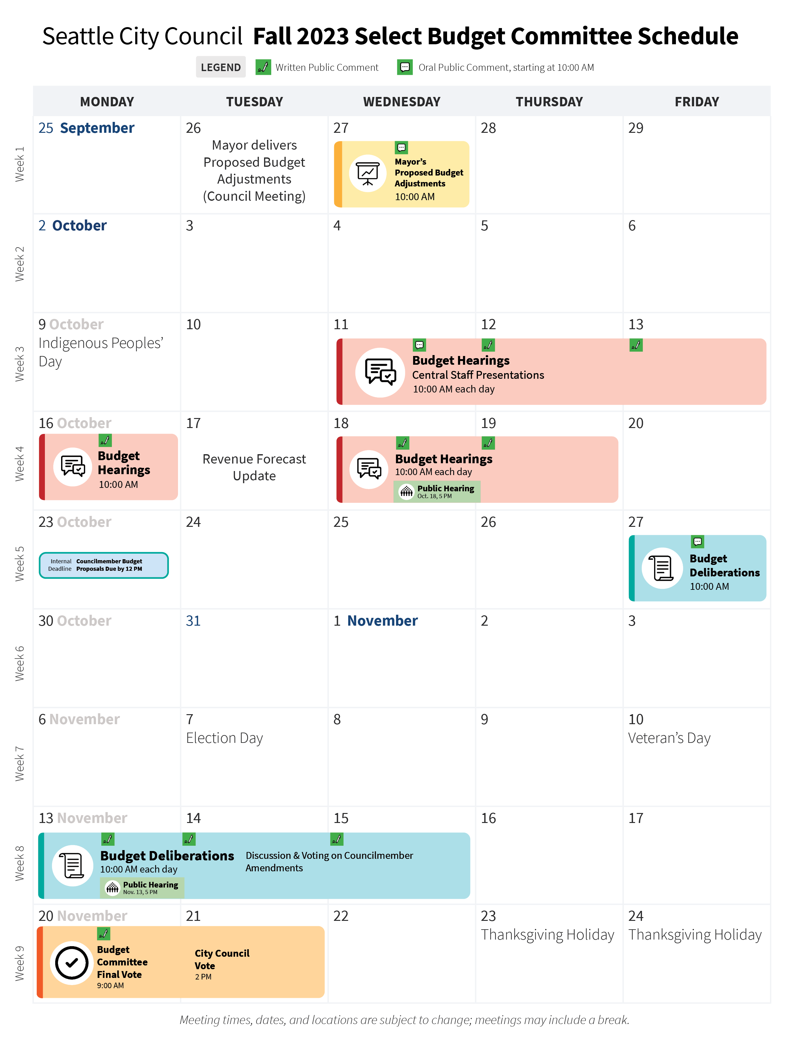 2023 budget calendar