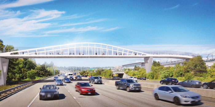 A new pedestrian bridge over I-5 connecting to the Northgate Link Station