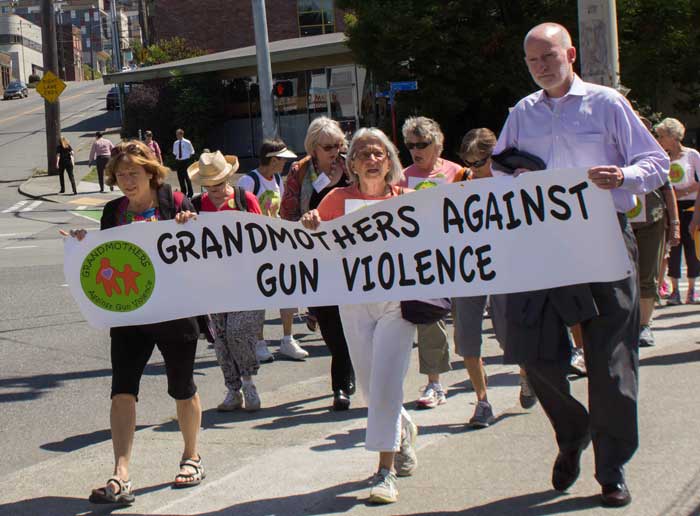 Grandmothers Against Gun Violence and Tim Burgess Marching in Favor of the Gun Safety Legislation