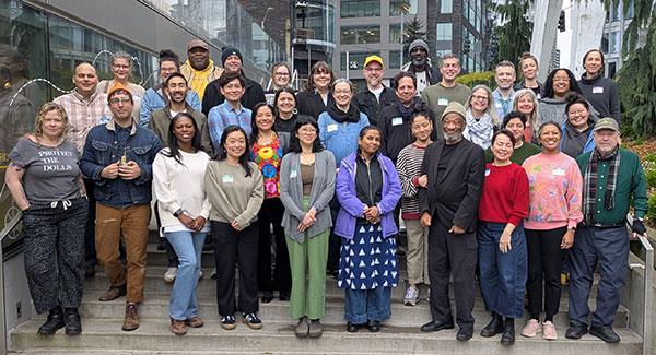 Grantee group shot of over 30 people including staff.