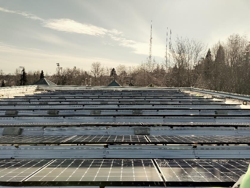 Solar panels installed at the Miller Community Center roof.