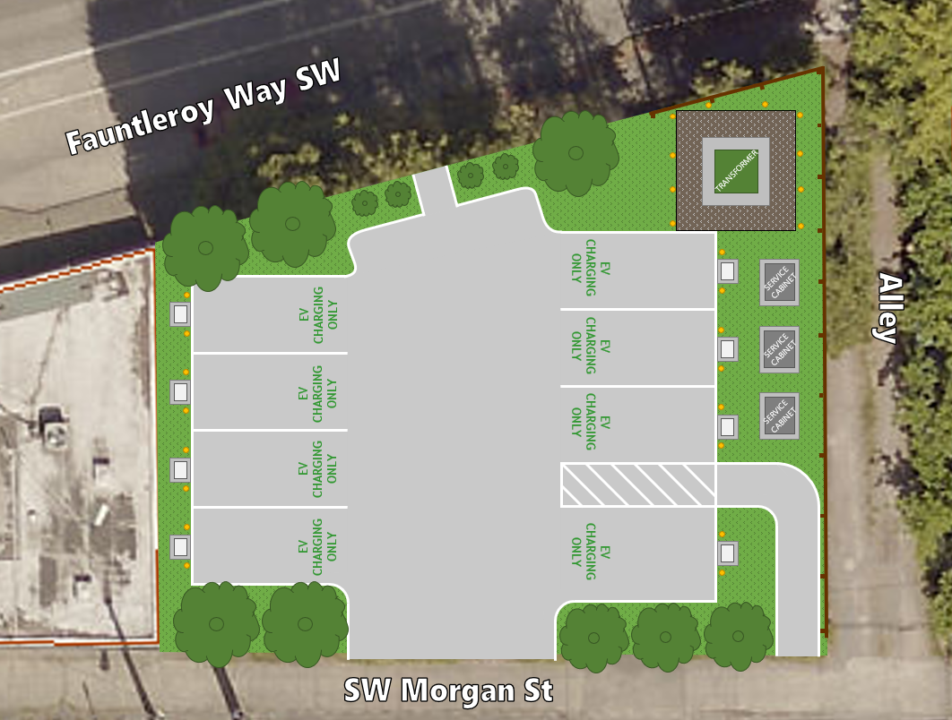 Conceptual design of EV charging site at former Morgan Junction substation property