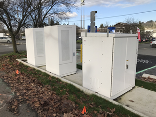 example of typical service cabinets installed near charging station