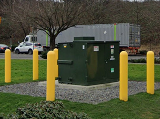 example of typical transformer installed near charging station