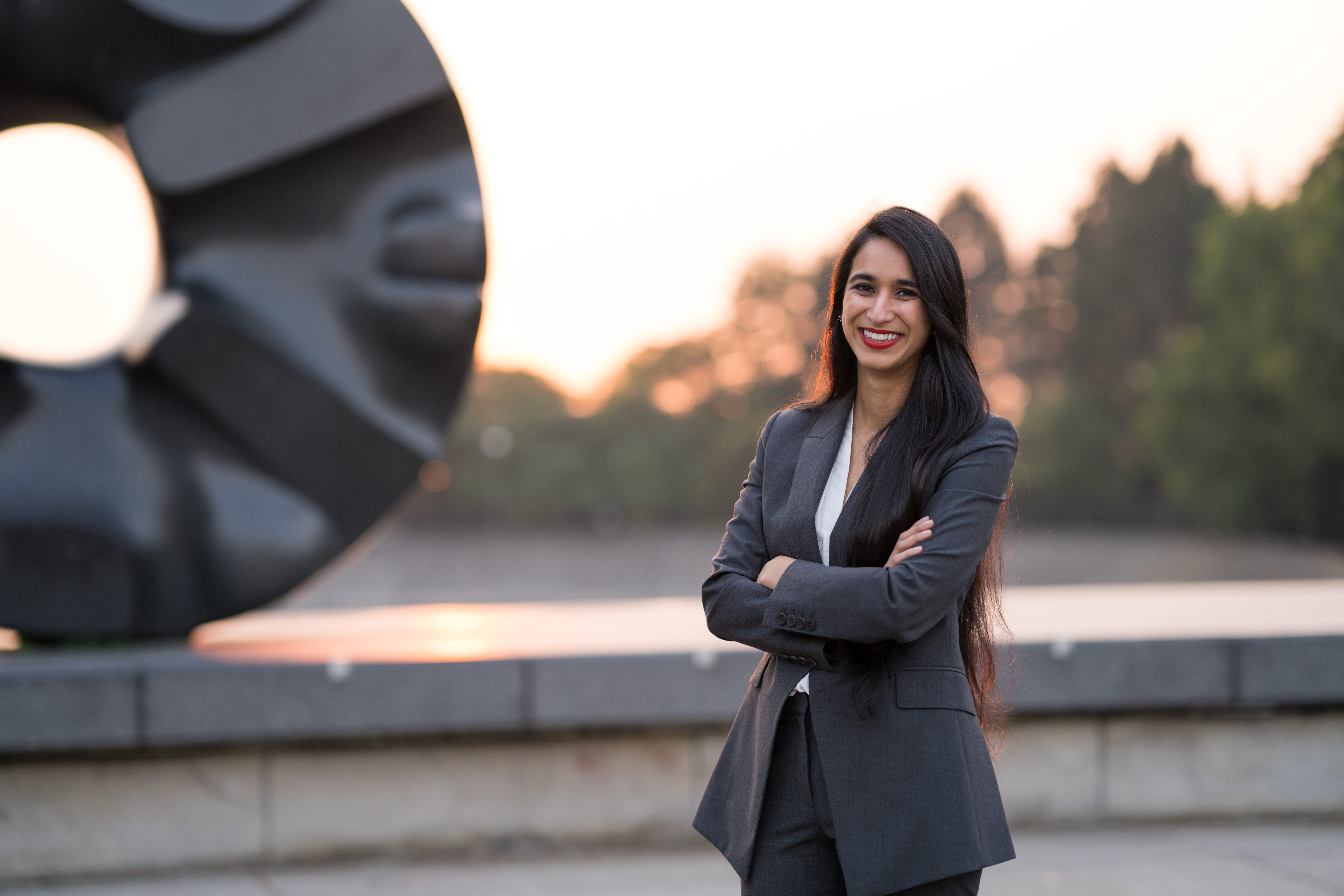 Judge Pooja Vaddadi outside