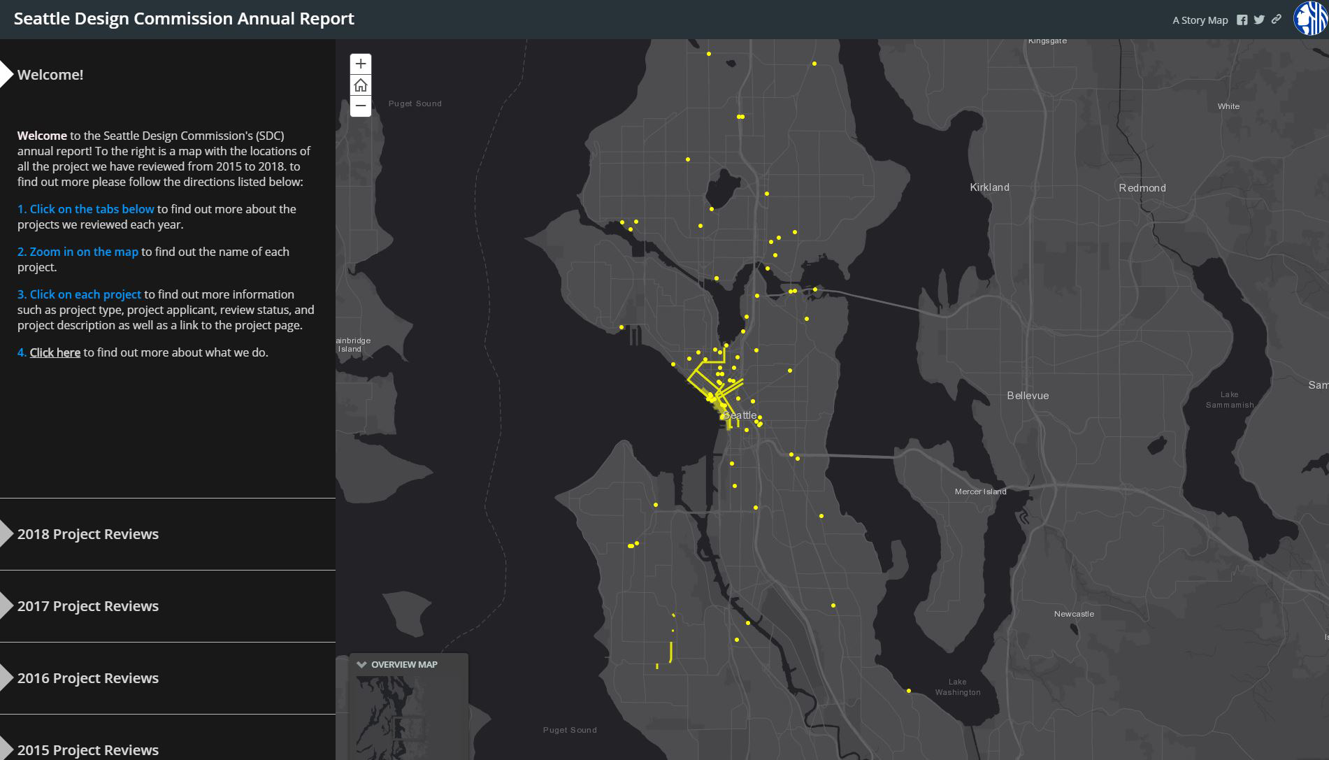 Example of interactive map interface