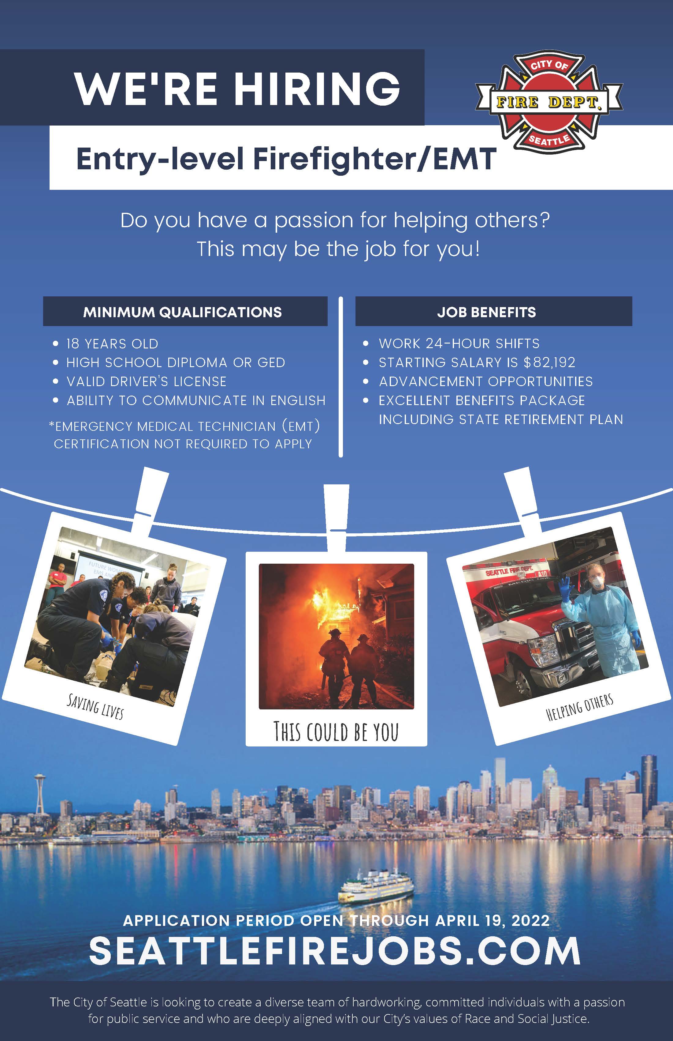 Entry level firefigher 11 x 17 Flyer poster