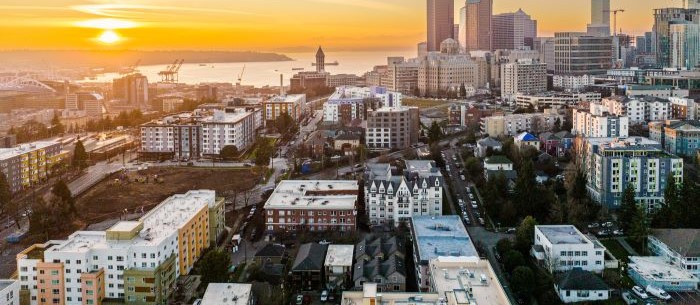 Seattle skyline at sunset
