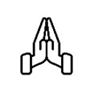 Line graphic of two hands clasped in prayer