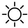 Line graphic of sun as circle with straight lines arranged around it