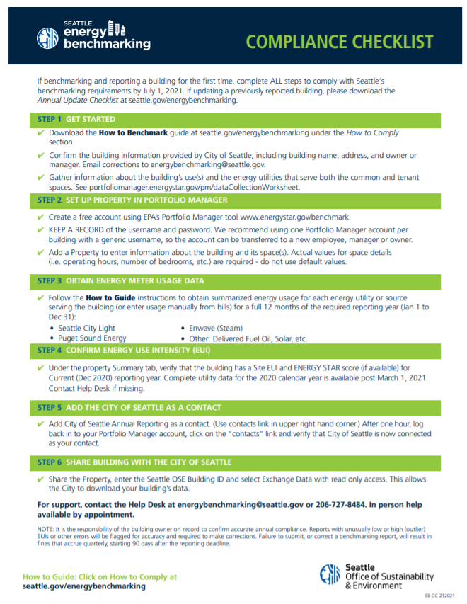 Energy Benchmarking Compliance Checklist (PDF)
