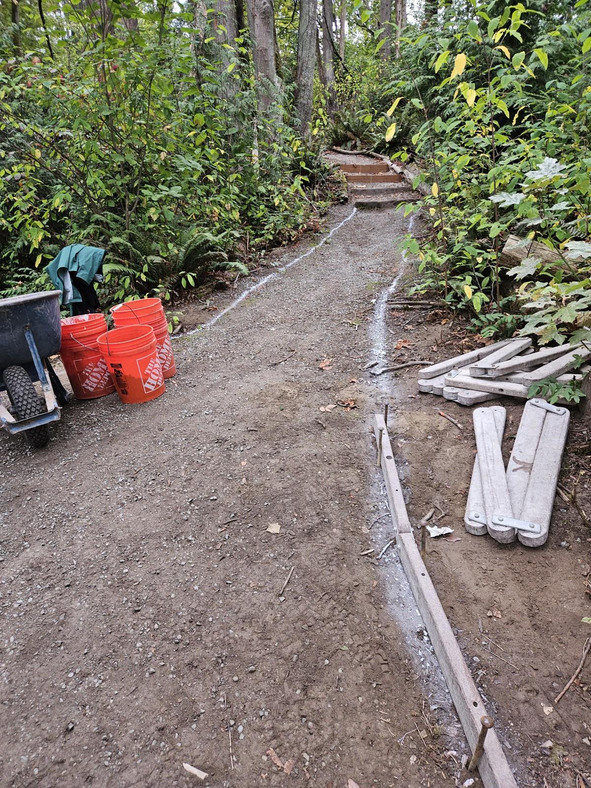 Chalk lines drawn around the work zone