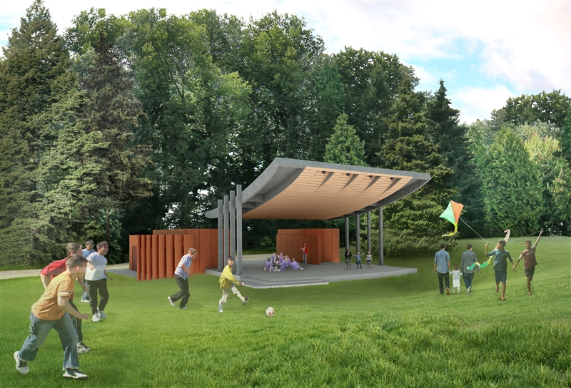 rendering of proposed amphitheater, daytime