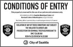 Conditions of Entry sign