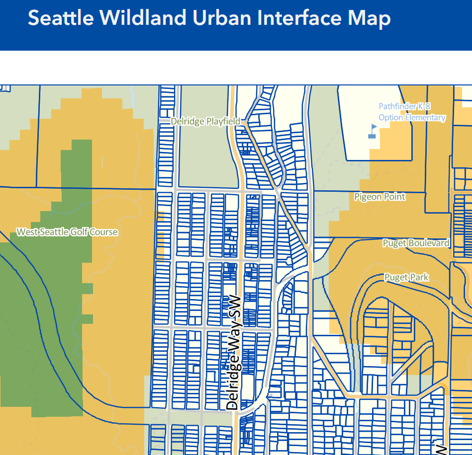 A screenshot of the Wildland Urban Interface map.