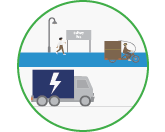 Graphic of truck and other delivery vehicles