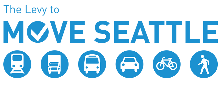 Blue and white logo that says The Levy to Move Seattle