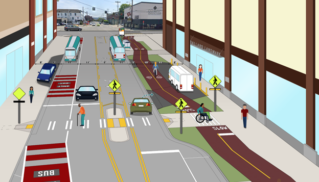 Alternative design 2 showing an option on Leary Ave NW