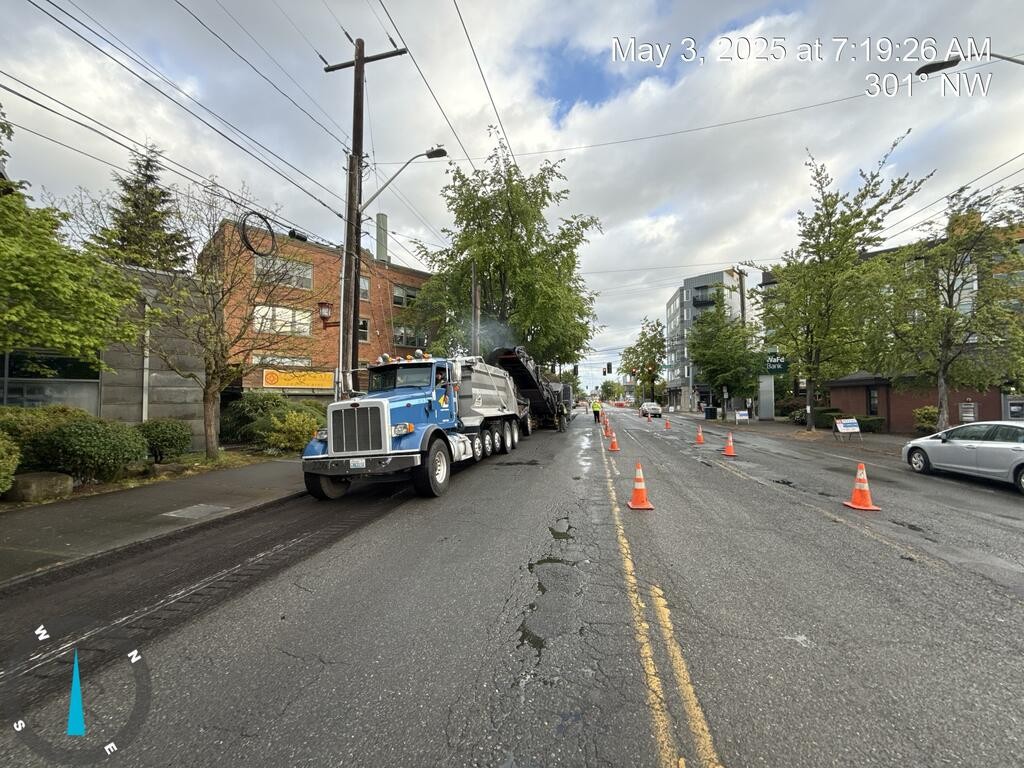 Pavement grinding on Beacon Ave S near S Stevens St