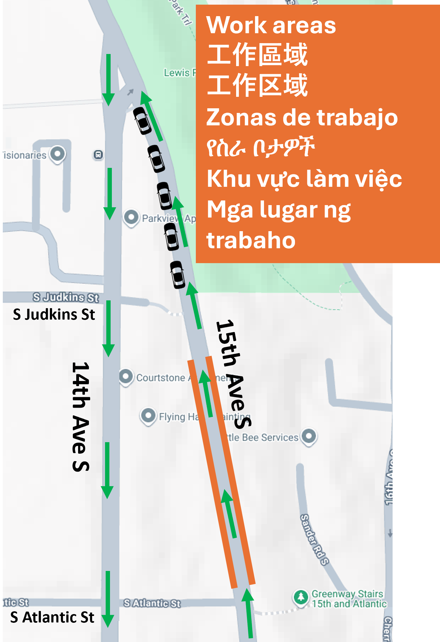 Traffic control to expect on 15th Ave S through September 5th