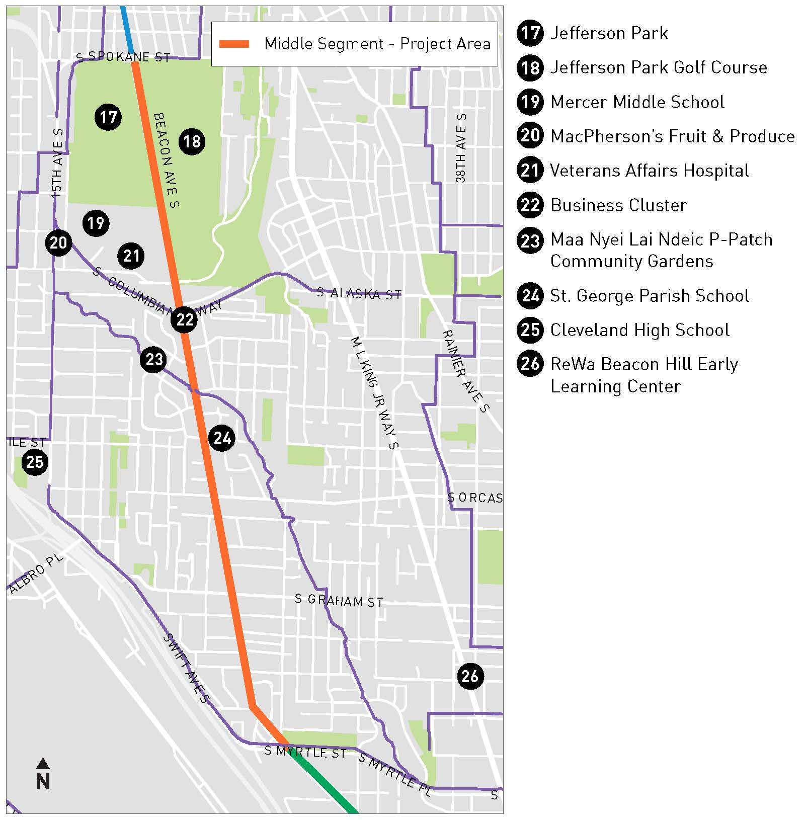 Beacon Hill Bike Route Middle Segment Project Map
