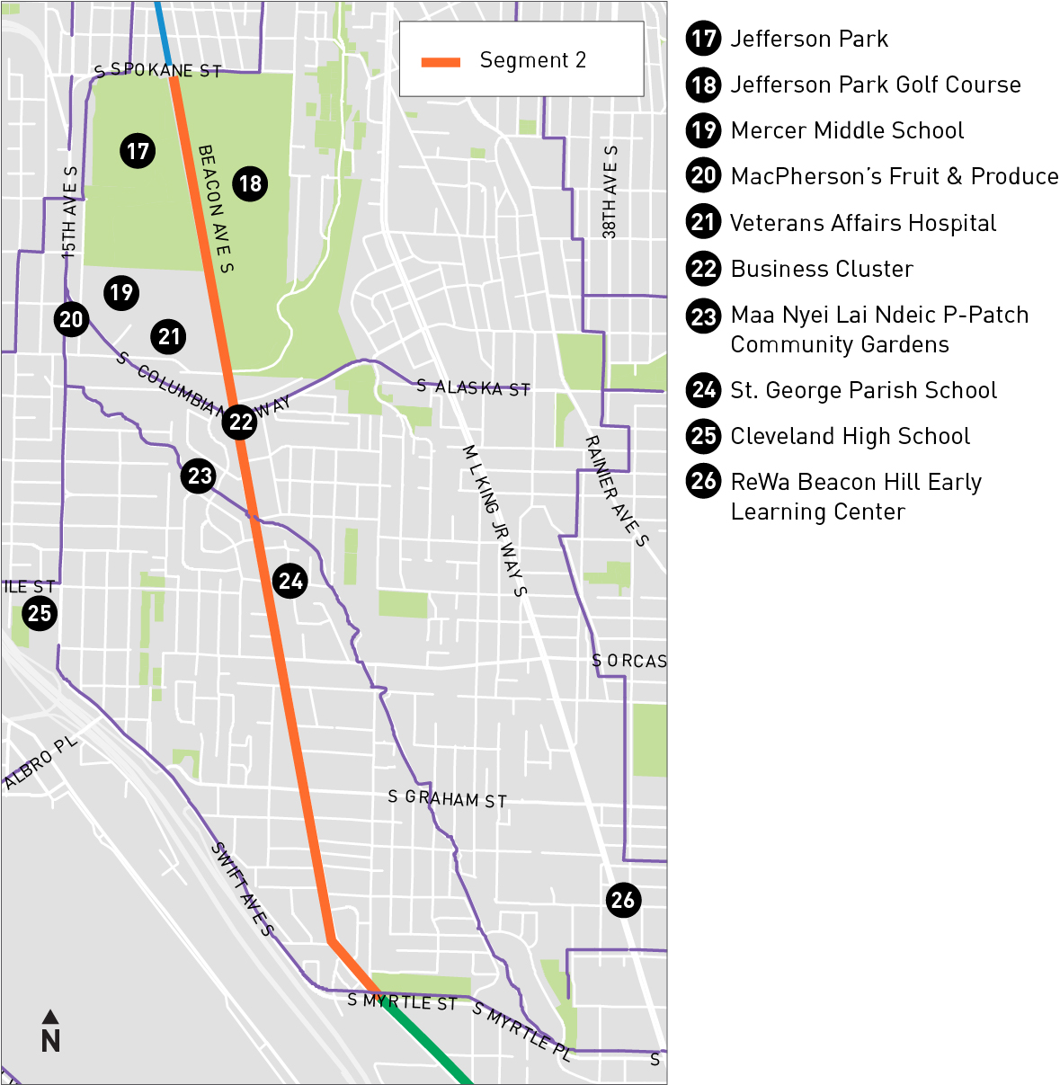 Ang Mapa ng Proyekto ng Segment 2 ng Ruta ng Bisikleta ng Beacon Hill