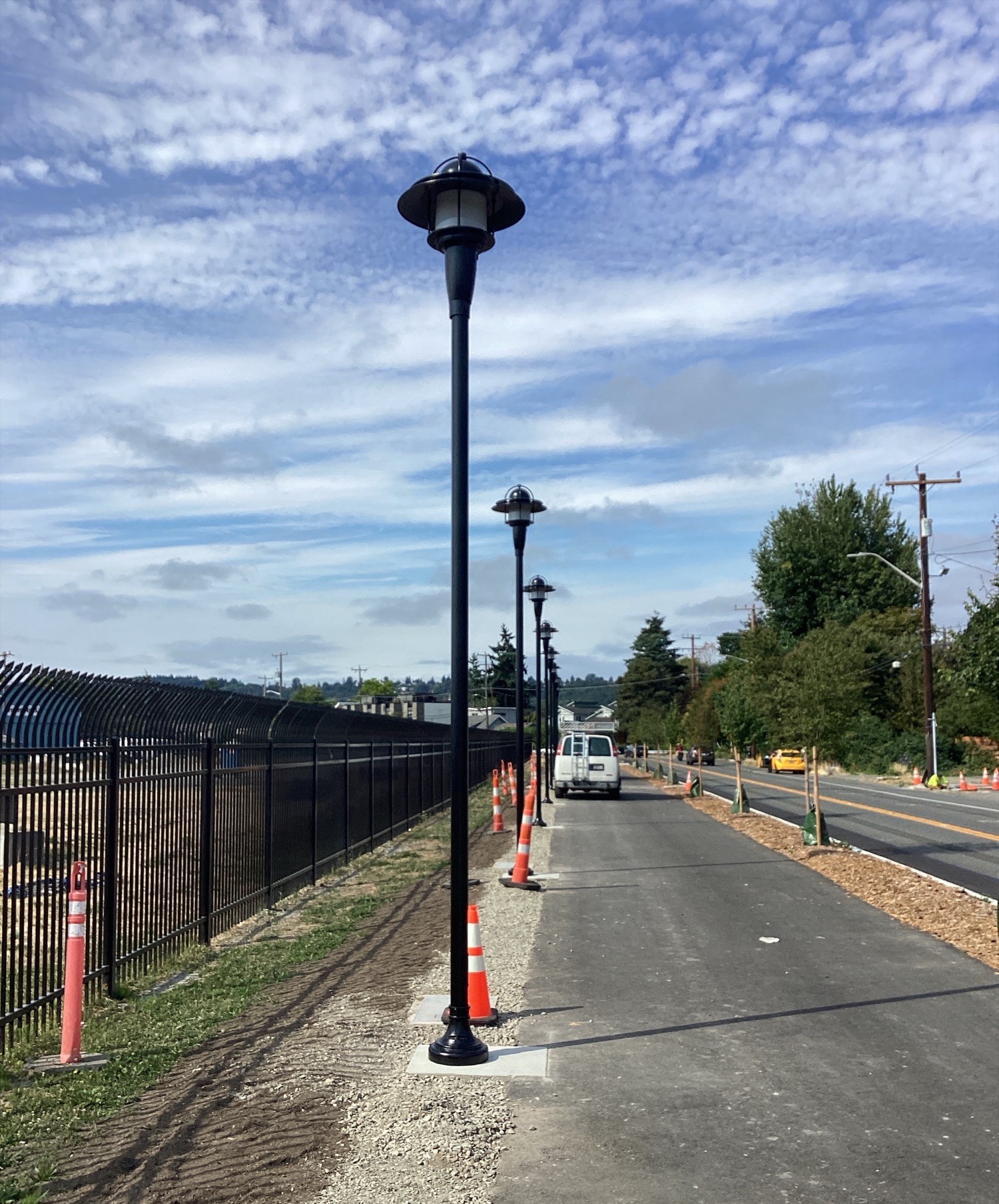 New street lighting along S Albro Pl and the new multi-use trail!