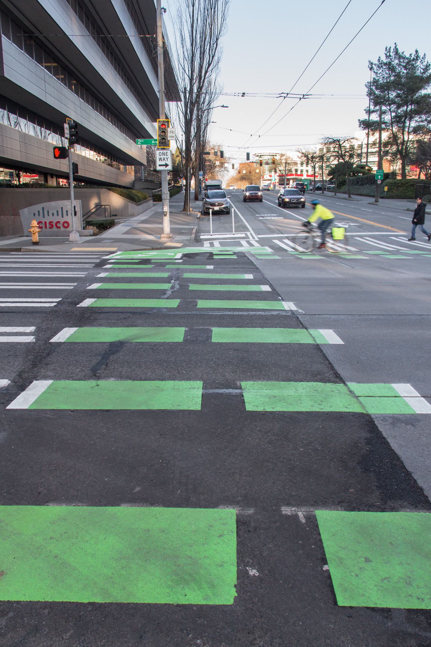 Image showing bike crossing at intersection of 2nd Ave and Broad St, looking northeast.