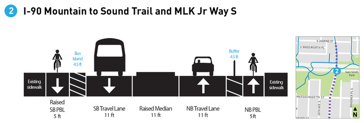 MLK Protected Bike Lane Project I-90 Connection Graphic
