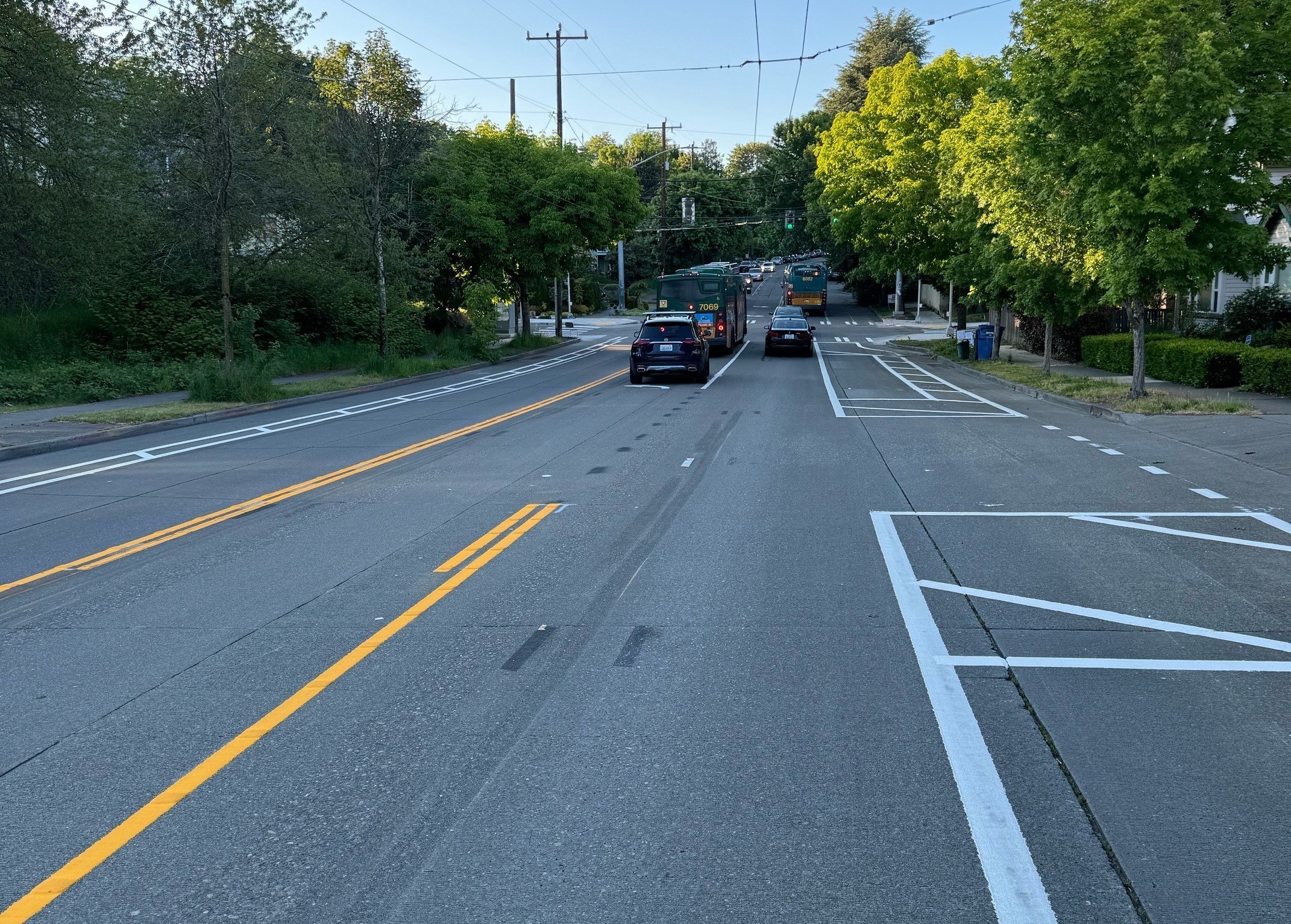 New pavement markings on MLK Jr Way S near S Judkins St