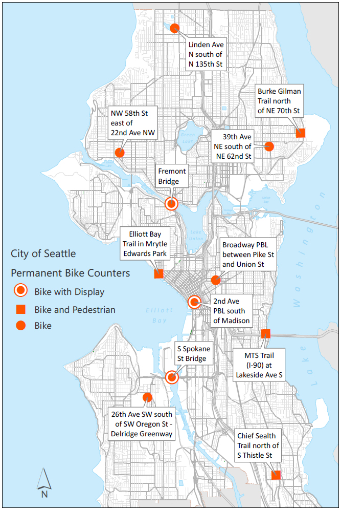 Map of the Bike Counter Locations