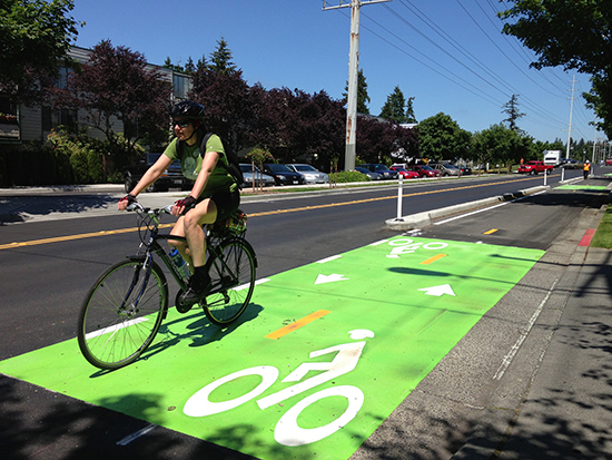 Person using Protected bike lane